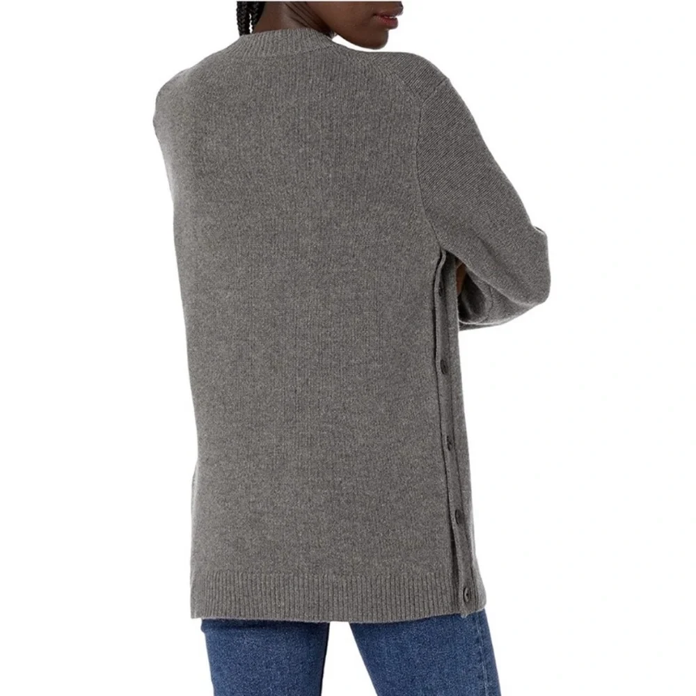 Theory New Button Tunic Sweater Gray Wool Cashmere Small